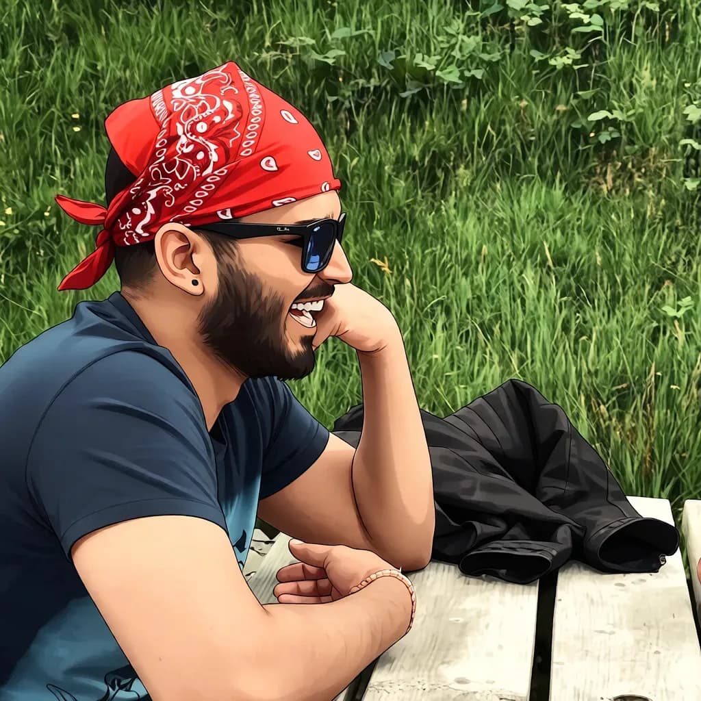 Vineet Singh outdoors in a red bandana